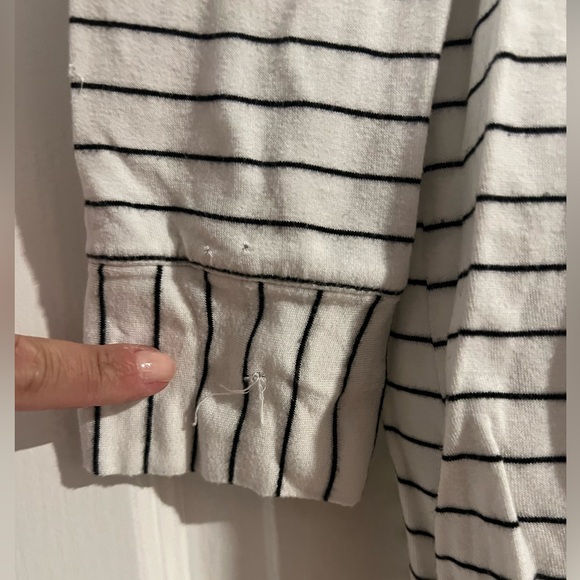 Soma French Terry Pullover Loungewear Top White & Black Stripe Tunic Top Size M - Picture 13 of 13